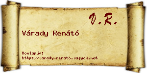 Várady Renátó névjegykártya